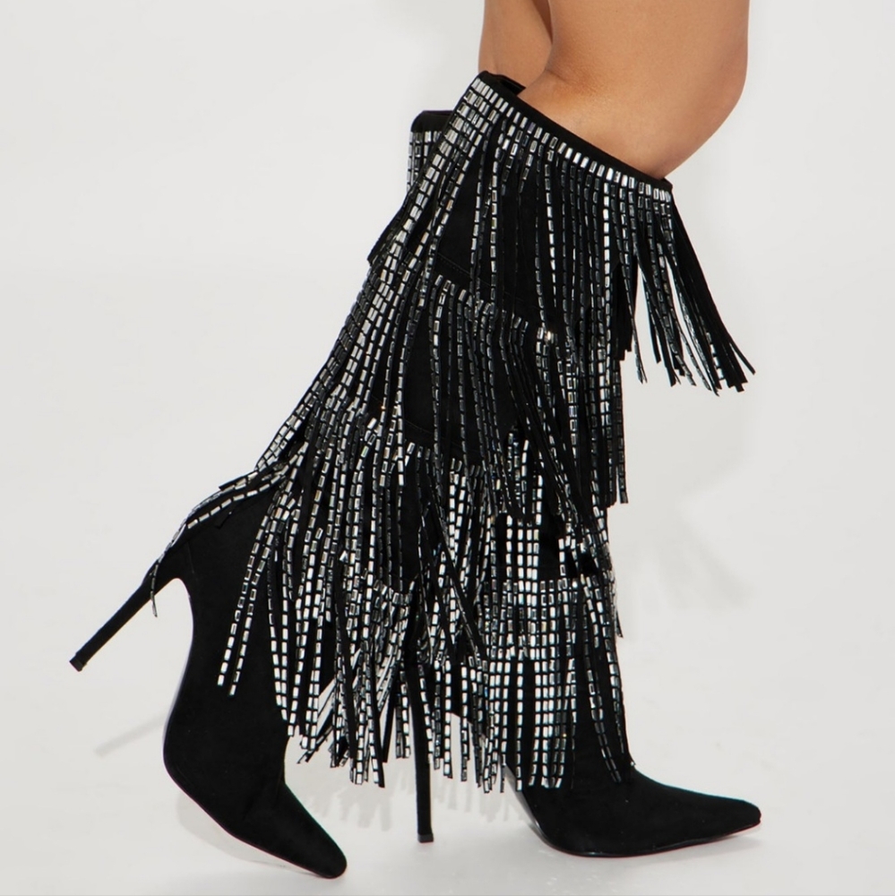 Embellished Fringe Boots